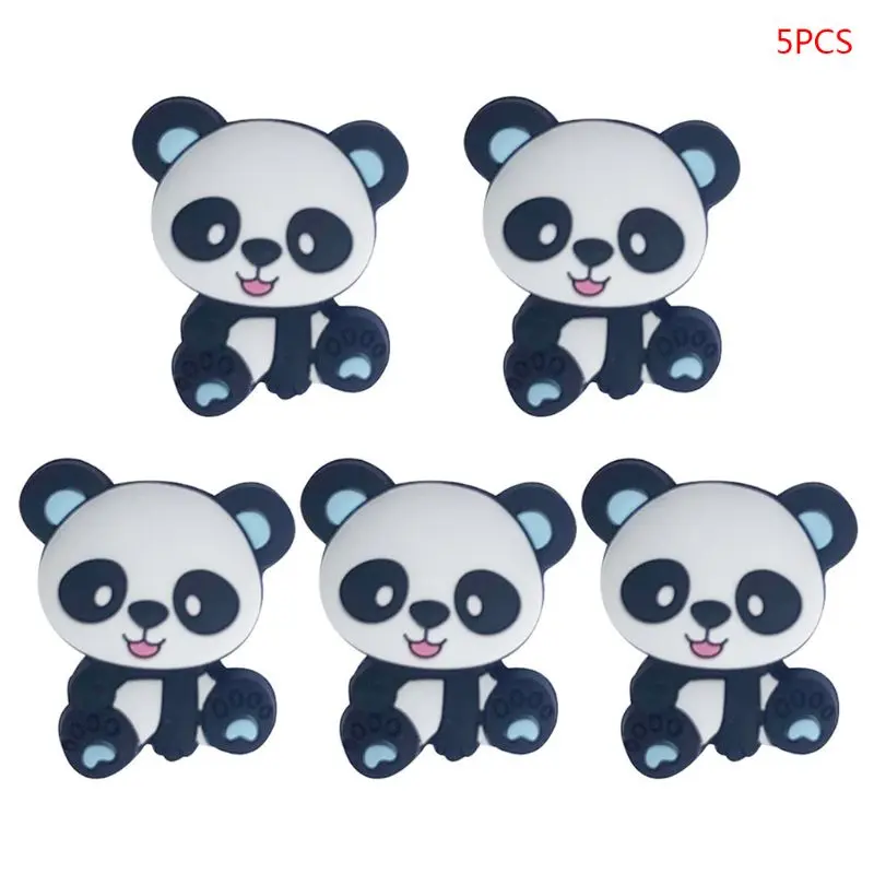 

5 Pcs/pack Silicone Beads Cartoon Mini Panda Baby Teether DIY Newborn Molar Teething Toy