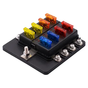 

Car RV Fuse Box Seat Insurance Piece 1 In 8 Out Screw Section Wiring 12-36v with LED Indicator