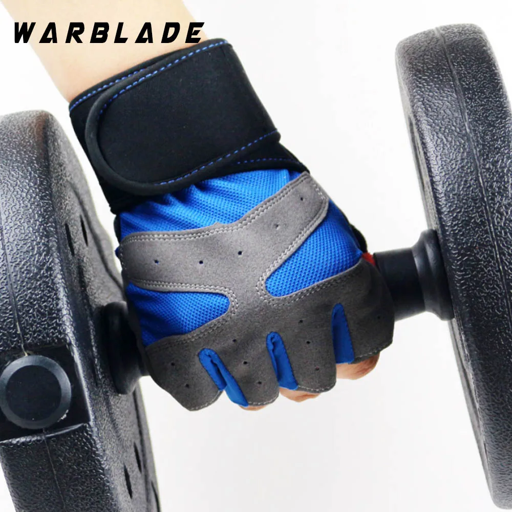 blue WarBLade Нескользящие перчатки без пальцев для мужчин и женщин, половина пальца с гелевой подкладкой, лайкра, рабочие варежки, женские перчатки Luvas WarBLade - Цвет: blue