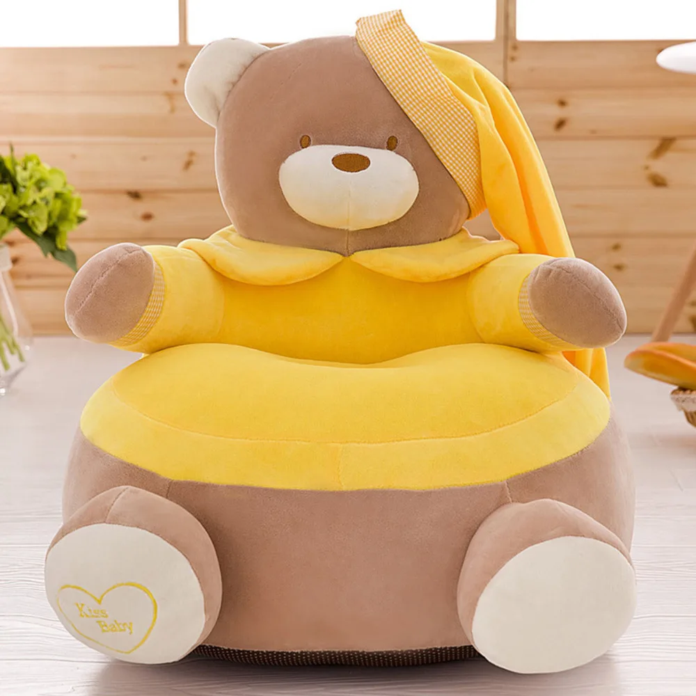 Only Cover No Filling Baby Bean Bag Cartoon Crown Seat Sofa Baby Chair Toddler Nest Puff Seat Bean Bag Plush Children Seat Cover