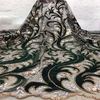 

African Tulle Lace Fabric 2020 African French Lace Fabric High Quality With Green Nigerian Embroidery Tulle French Lace M2588