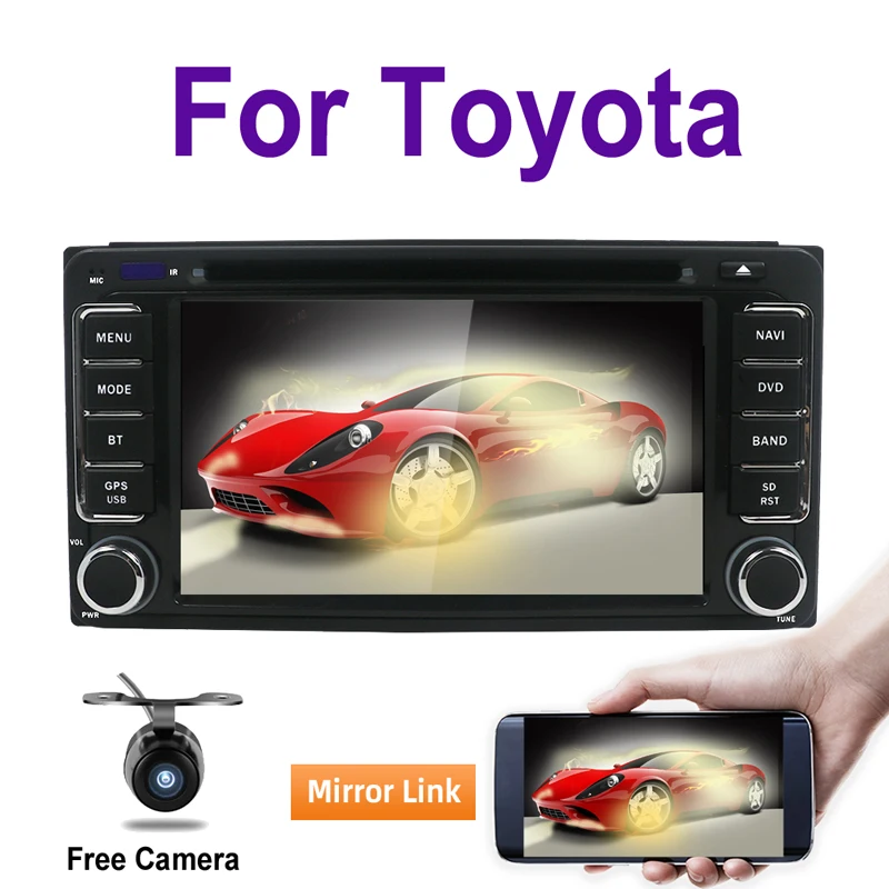 buy 2 Din 6.2 Inch 200*100mm Car DVD Player GPS+BT+Radio+Touch Screen+mirrlr link+Stereo+Video For Toyota Hilux VIOS Camry Corolla