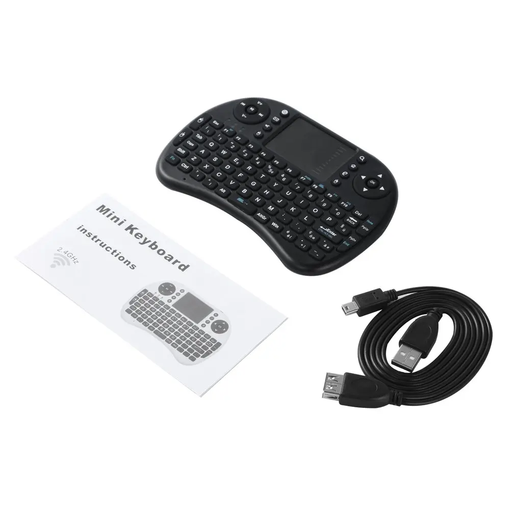 

Mini Black 2.4Ghz Wireless 92 Keys Touchpad Keyboard Ergonomically Handheld Design Easy to Carry and Operate Support Italian