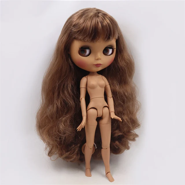 Neo Blythe Doll with Brown Hair, Dark Skin, Matte Cute Face & Custom Jointed Body 1