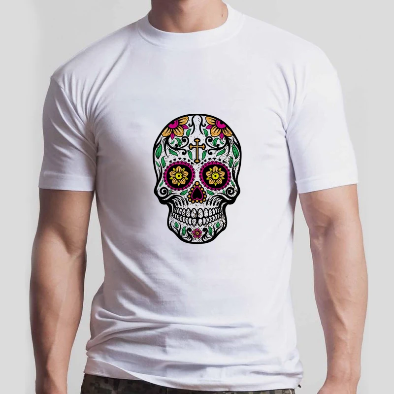 

Death Day Little Sugar Skeleton Cross Short Sleeve Print Men T Shirt Casual O-Neck Cool Summer Mens T-Shirt Women Clothes