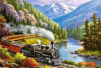 

Diamond Painting 5D Full Square/Round Drill Steam Train Daimond Embroidery Painting Cross Stitch Mosaic Picture Wall Art M1917