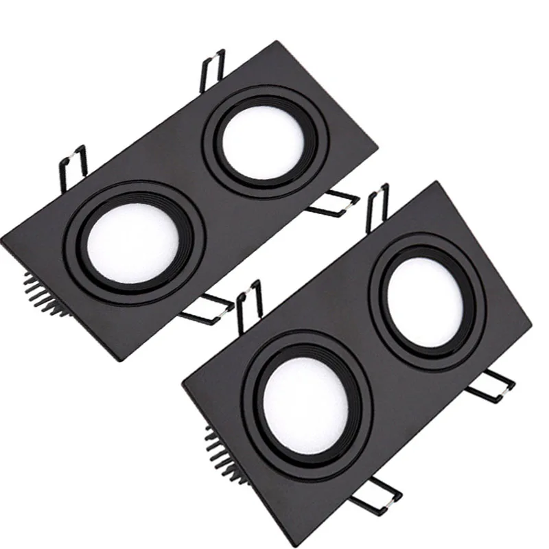Двухголовые Черные Квадратные Диммируемые светильники 7 Вт-40 Вт Светодиодный светильник AC85-265V потолочный светильник утопленное Внутреннее освещение