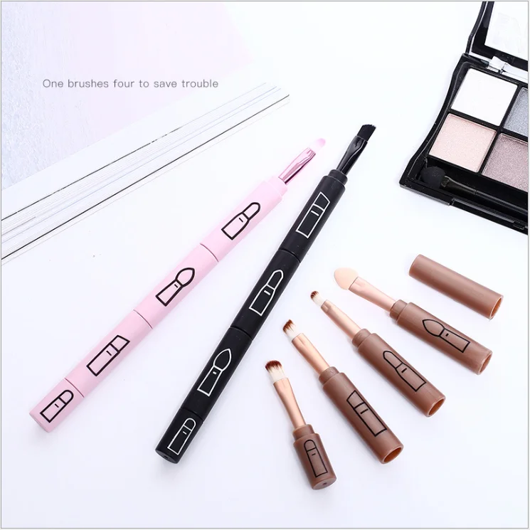 

Portable Multi-Functional Retractable Makeup 4-In-1 Makeup Brush Beauty Tool Eye Brush Smudger BrowBrush Lipbrush
