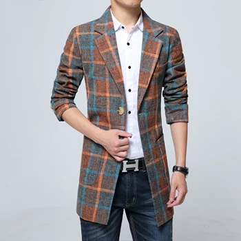 

Autumn Winter Fashion Men Long Trench Slim Fit Men Business Casual Windbreaker Size 4XL 5XL 6XL Plaid Windbreakers Man Coats