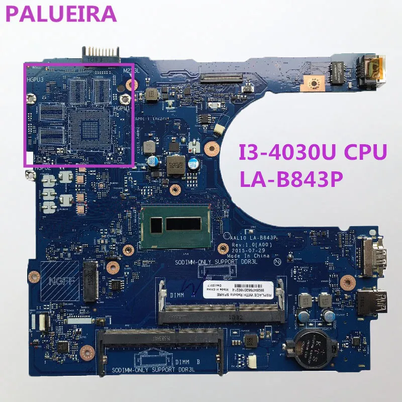 PALUBEIRA CN-05K7K8 5K7K8 для Dell vostro 5458 5558 Материнская плата ноутбука AAL10 LA-B843P I3-4030U VGA порт материнская плата