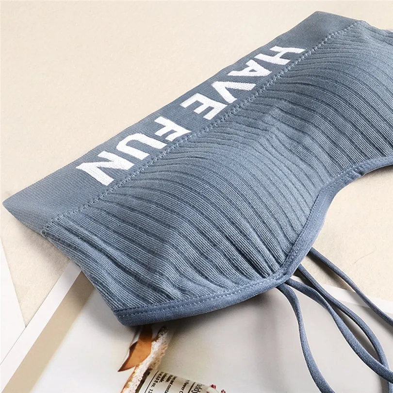 HAVE FUN Letter Print Bras For Women Sling Wrap Top Seamless Sports Bra Push Up Underwear Bralette Encaje Mujer 30DEC2711