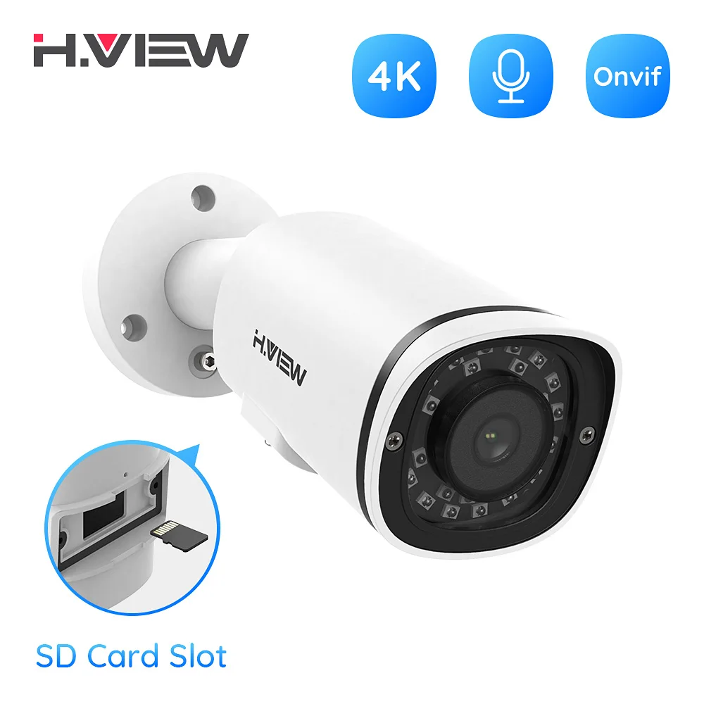 Slot para Cartão Câmera de Áudio ao ar Vigilância para Poe View Câmera Poe H.265 8mp sd Livre Detecção Humana Cctv Segurança Nvr Onvif h. 4k ip