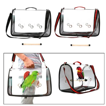 

Clear PVC Bird Carrier Transparent Parrot Travel Cage with Perch Lightweight