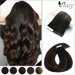 VLASY Tape In Human Hair Extension 100% Real Hair Natural Machine-Made Remy Adhesive Tape 12 -28Inch Tape In Hair Extensions