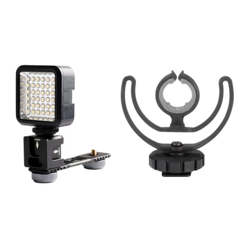 

Quadruple Cold Shoe Stabilizer Mounts - Hot Shoe Mount Plate Adapter with on Camera Silicone Hot Shoe Shock Mount