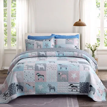 

230*250cm Summer Air Condition Cool Quilts Set 3PCS Washable Bedspread Cotton Quilt Thick Cartoon Trojan Bed Cover Coverlet