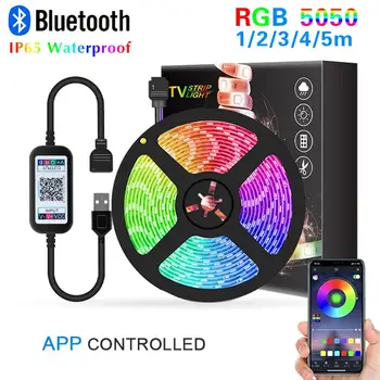 

Bluetooth 5V USB LED RGB Strip Light 5050 IP65 Waterproof Music Remote APP Control Flexible Light Tape Lamp Home Bedroom Decor