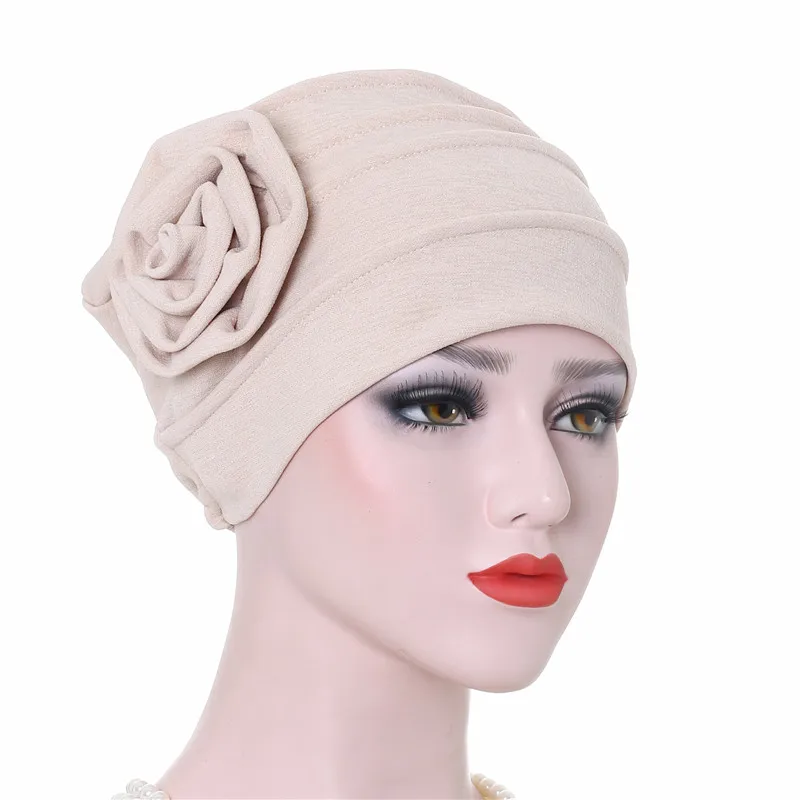 Helisopus Женская мода Большой цветок головной убор капот мусульманский тюрбан шляпа дышащая шапка леди выпадение волос аксессуары для волос
