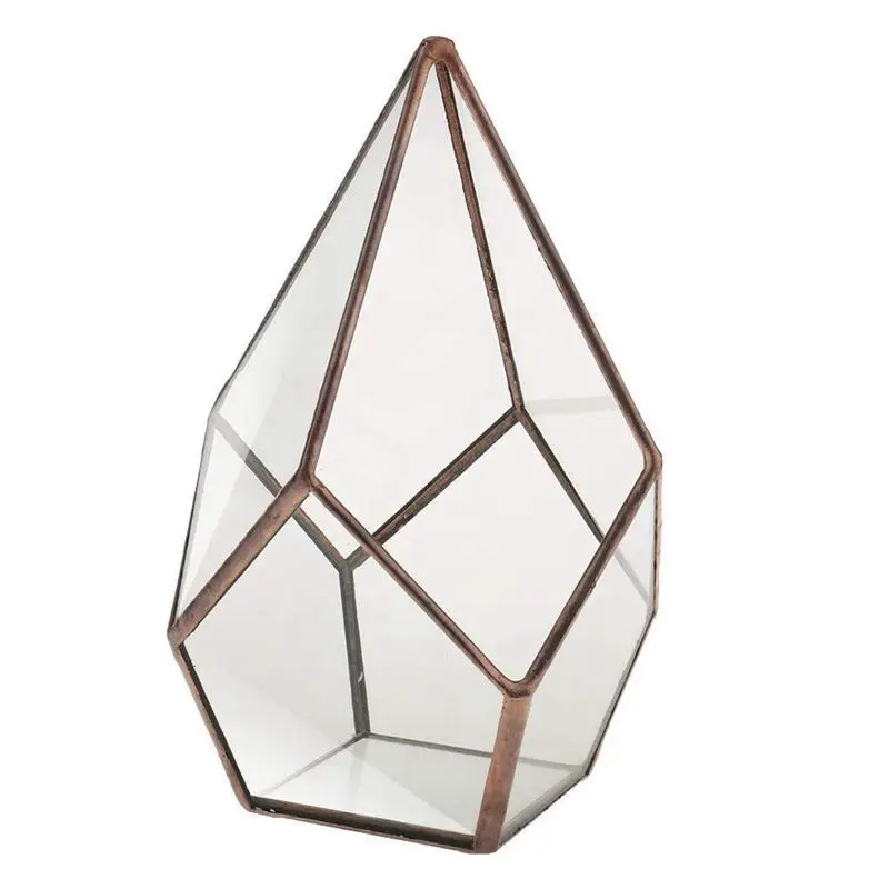 Декоративная стеклянная ваза для цветов, прозрачная, геометрическая форма, фантазия, украшение для дома/свадьбы, 12x12x17 см
