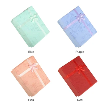 

9x7x3 Cm Jewelry Ring Earring Watch Necklace Carton Present Gift Box Bow Case Blue Pink Red Jewelry Packaging Box Organizer
