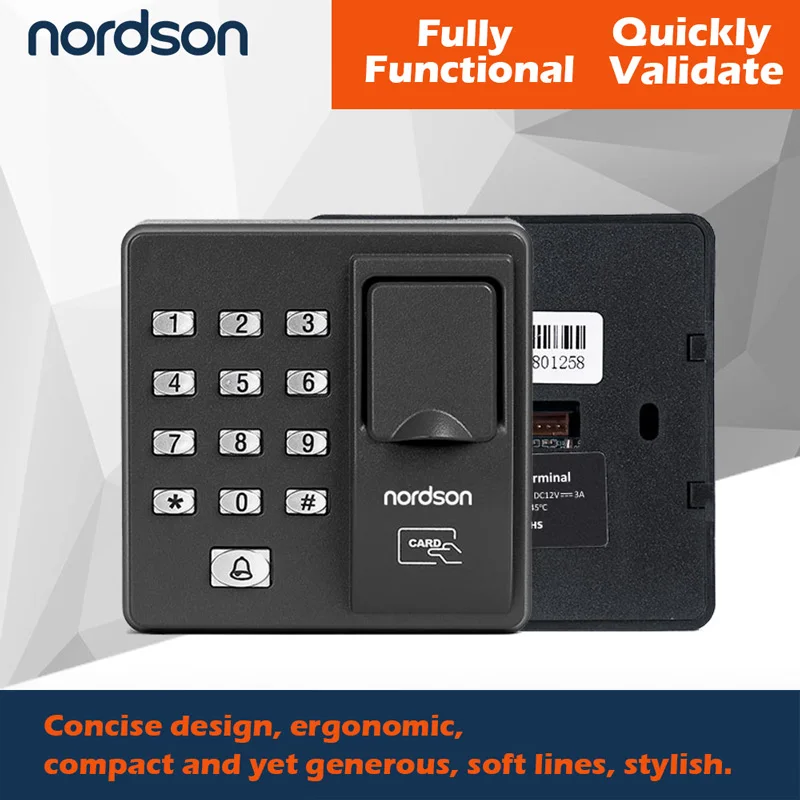 Nordson Original Door Standalone RFID Biometric Fingerprint Access Control Device Connect Electric Lock/Exit Button/Doorbell