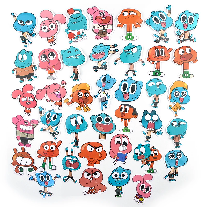 Homegaga 38 шт./компл. удивительный мир Gumball Стикеры с мультяшным рисунком ноутбук багаж скейтборд наклейки милые надписи D2555