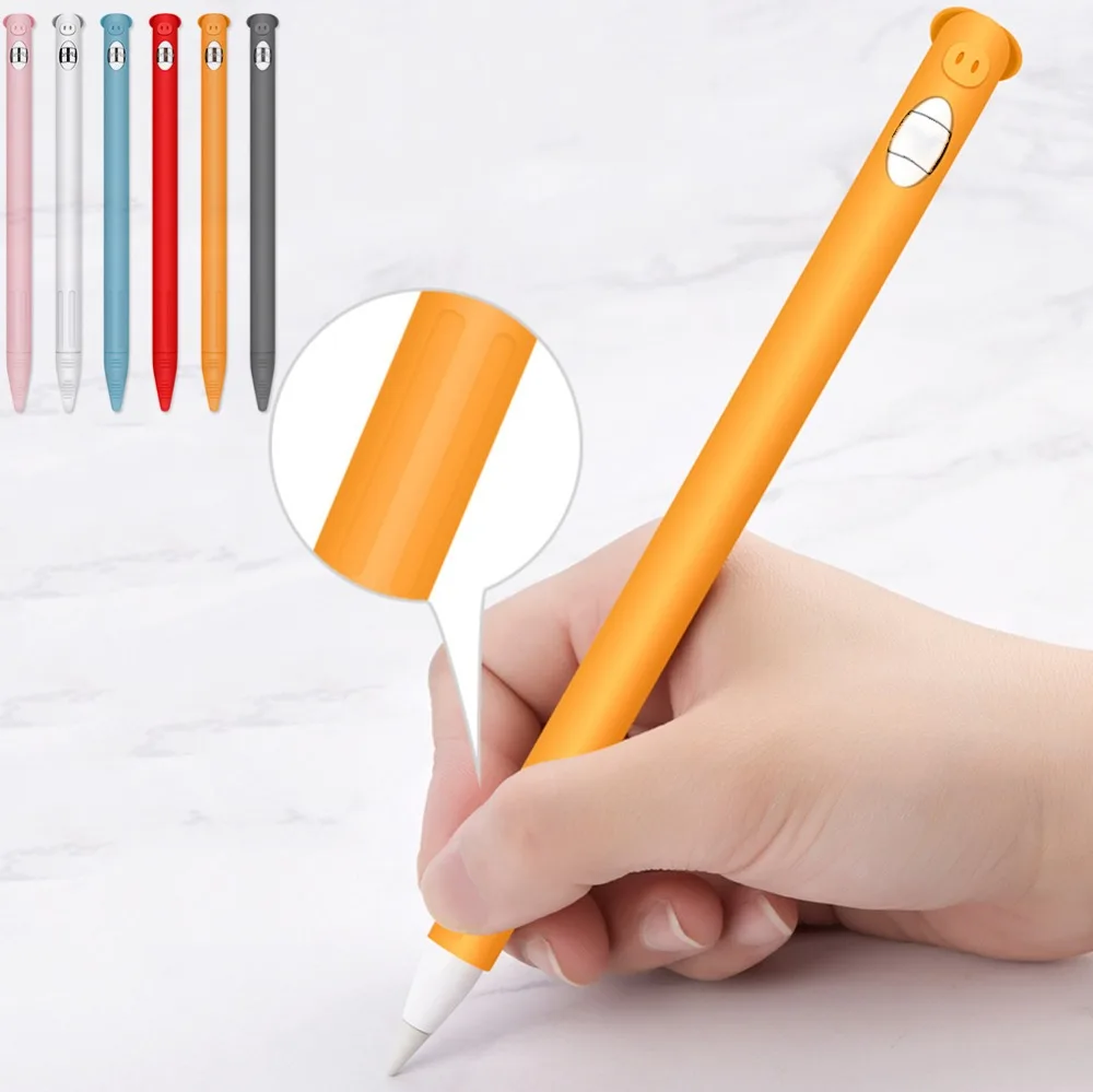 Силиконовый защитный чехол с милой Свинкой для Apple Pencil 1st