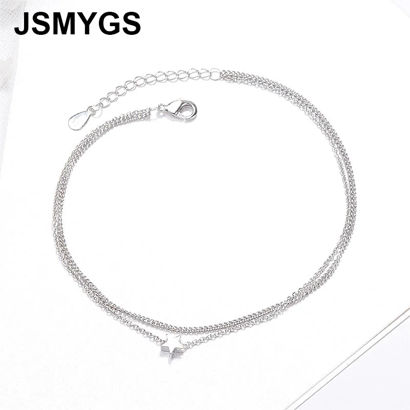 JSMYGS двойной браслет на лодыжку звезда для женщин Корейский простой модный браслет на ногу аксессуары креативная новая волна ювелирные изделия ножная цепочка
