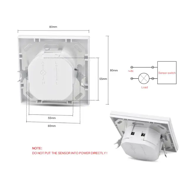 Smart PIR Motion Sensor Switch AC 110V - 240V Recessed Infrared Auto Control ON/Off Wall switch Human body induction Detector 4
