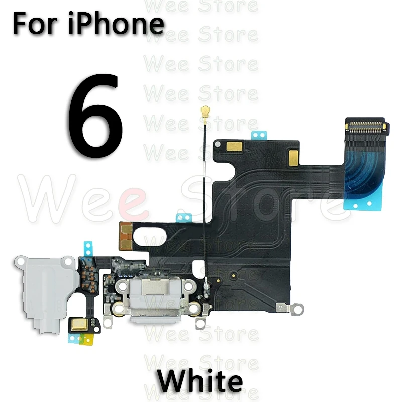 Высокое качество нижний USB зарядное устройство микрофонный порт док-станция зарядный гибкий кабель для iPhone 6 6s Plus 5 5S SE док-разъем гибкий - Цвет: For iPhone 6 White