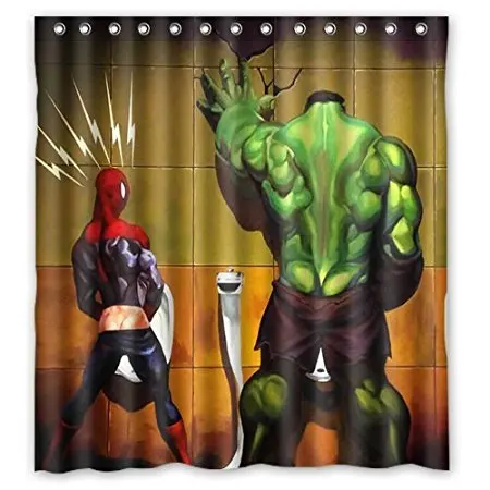 

GH Bathroom Shower Curtains Funny Spider-Man and The Hulk Eco-friendly Waterproof Fabric Shower Curtain