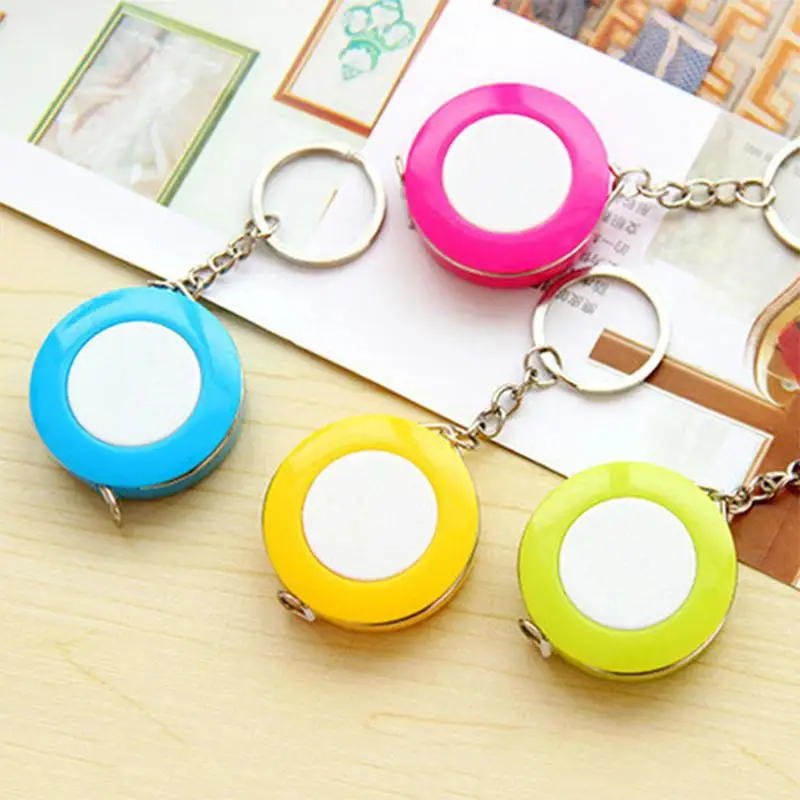 Mini Retractable Tape Measure Keychain Ruler 1.5M/60in Weight Medical Body Measurement Soft Cloth Sewing Craft Measuring Tape 1 5m mini tape meter tape measure double scale body sewing flexible ruler for weight loss body measurement sewing tailor craft