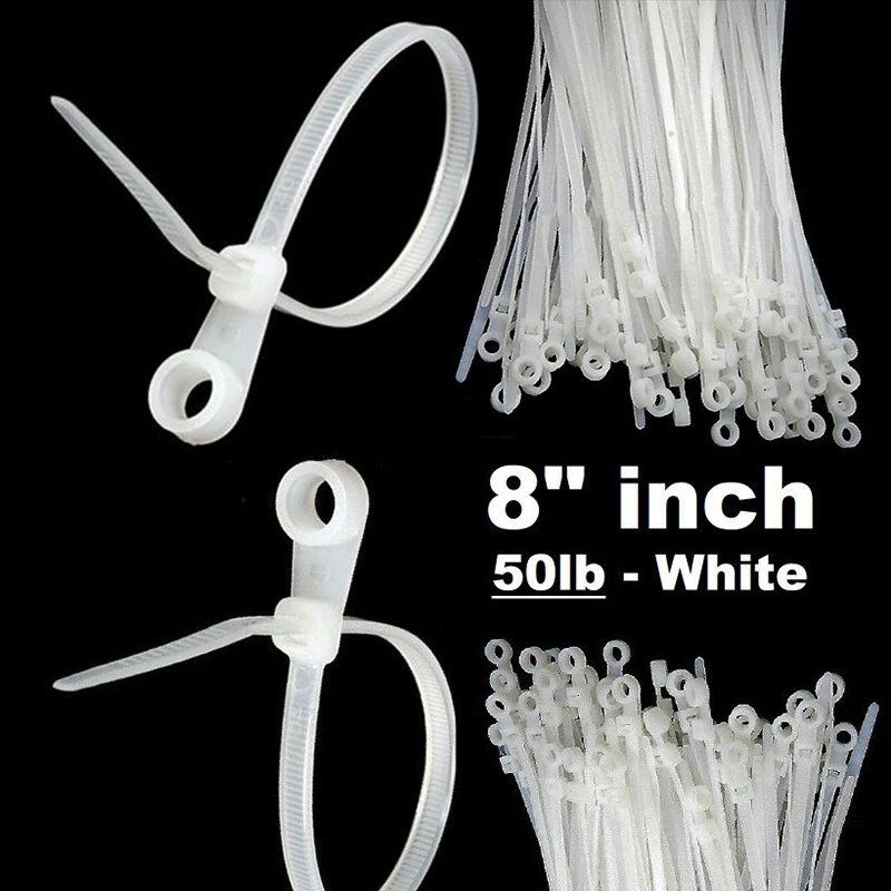 

Self-locking Cable Ties Mounting Tool Head Hole screw 100pcs Industrial 6/6 nylon Zipper Wire Accessory