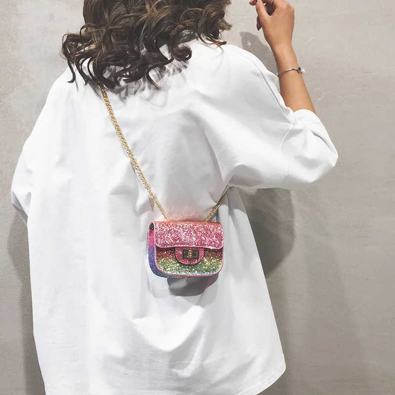 

INS Super Fire Mini Small Bag Women's 2019 New Style Fashion Korean-style Versatile Shoulder Bag Chain Sequin Shoulder Bag