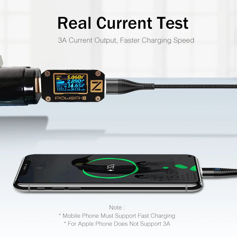 Магнитный зарядный кабель ROCK со светодиодной подсветкой Micro USB для iPhone XR XS Max X