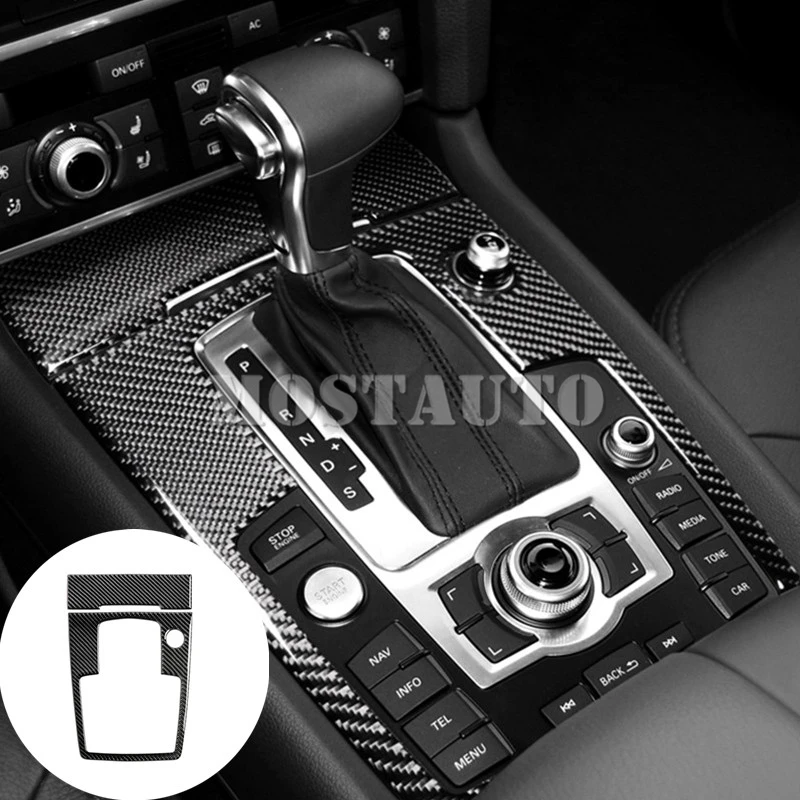 

For Audi Q7 Carbon Fiber Center Console Gear Shift Box Cover Trim 2008-2015 2pcs