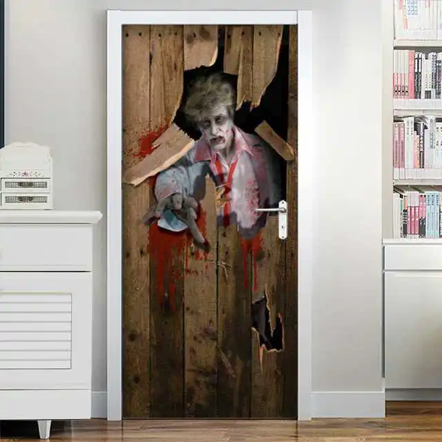 jc088 zombie Зомби пробили двери Стикеры самоклеящиеся обои Водонепроницаемый продлить Настенная Наклейка - Цвет: jc088 zombie