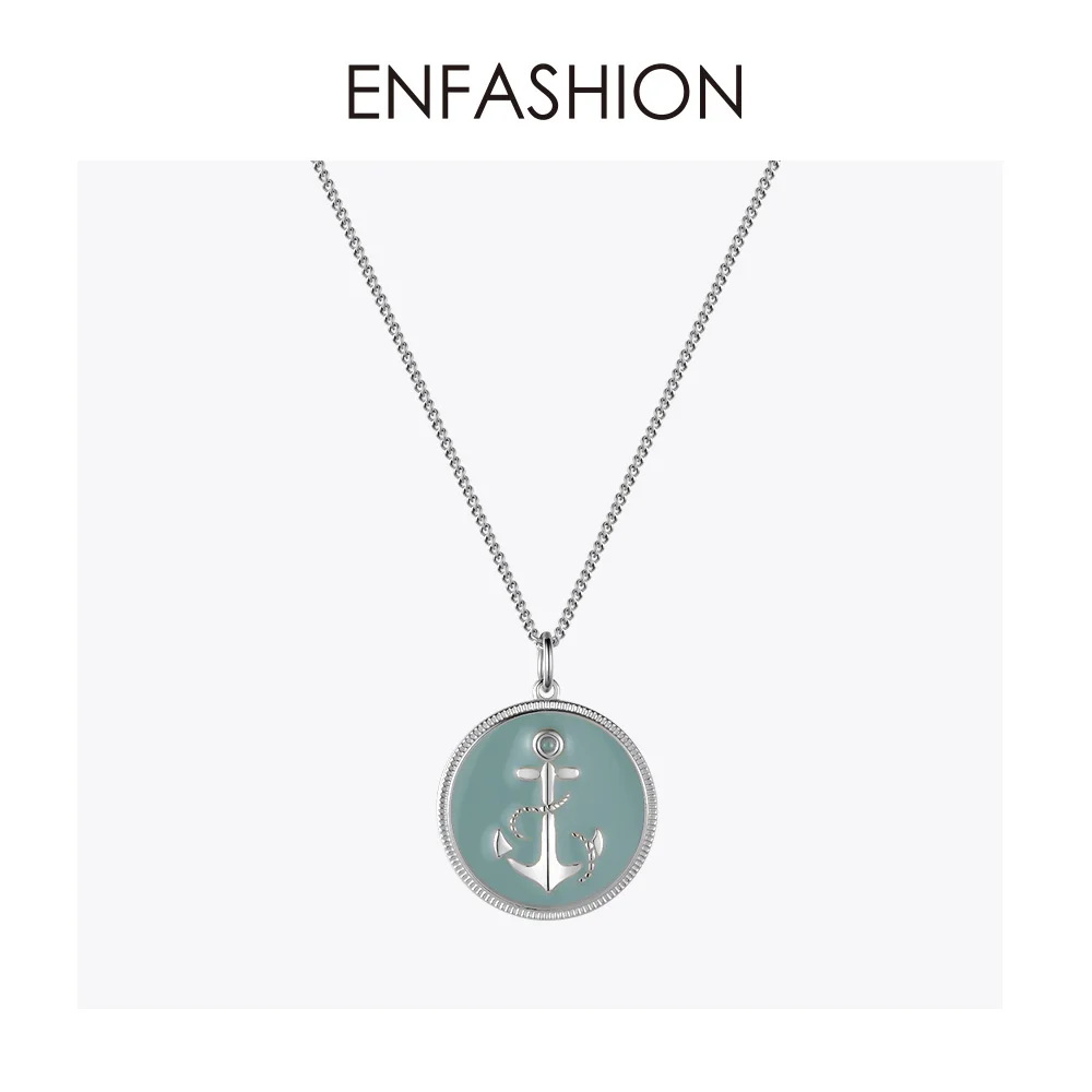 ENFASHION панк-якорь ожерелье с кулоном женское Золото Цвет Нержавеющая сталь Femme колье-чокер с монетой модное ювелирное изделие Colar P193046 - Окраска металла: Silver color