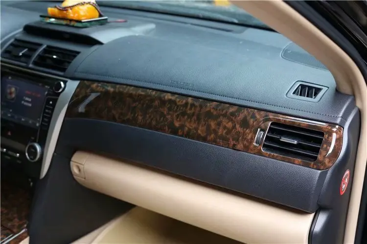 2 шт./лот ABS углеродного волокна зерна или деревянные зерна пассажирская сторона украшение приборной панели Крышка для 2012- Toyota camry MK7 - Название цвета: Grain