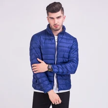 Осенне-зимняя куртка, Мужская куртка-пуховик на белом утином пуху, мужской светильник, тонкое Мужское пальто с воротником-стойкой, приталенный светильник, мужская куртка