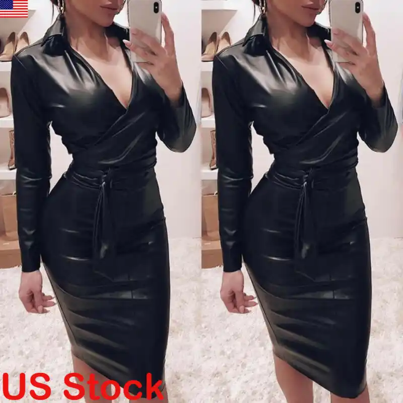 slinky wrap long sleeve bodycon dress