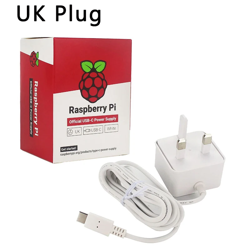 UK Raspberry Pi 4 Официальный USB-C источник питания 5,1 В 3 А белый блок питания зарядное устройство адаптер питания для Raspberry Pi 4 Модель B - Цвет: UK