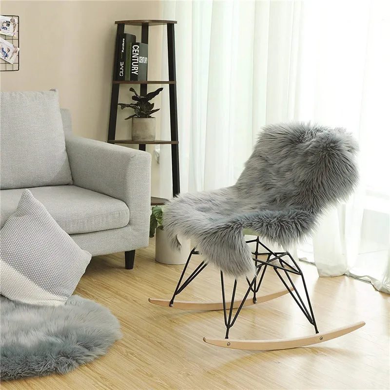 

Yooap Faux Sheepskin Rug (60 *90 cm) Throw Blanket for Traveling, Hiking, Camping , Cabin, Couch. Portable Faux Fur Blanket-Gray