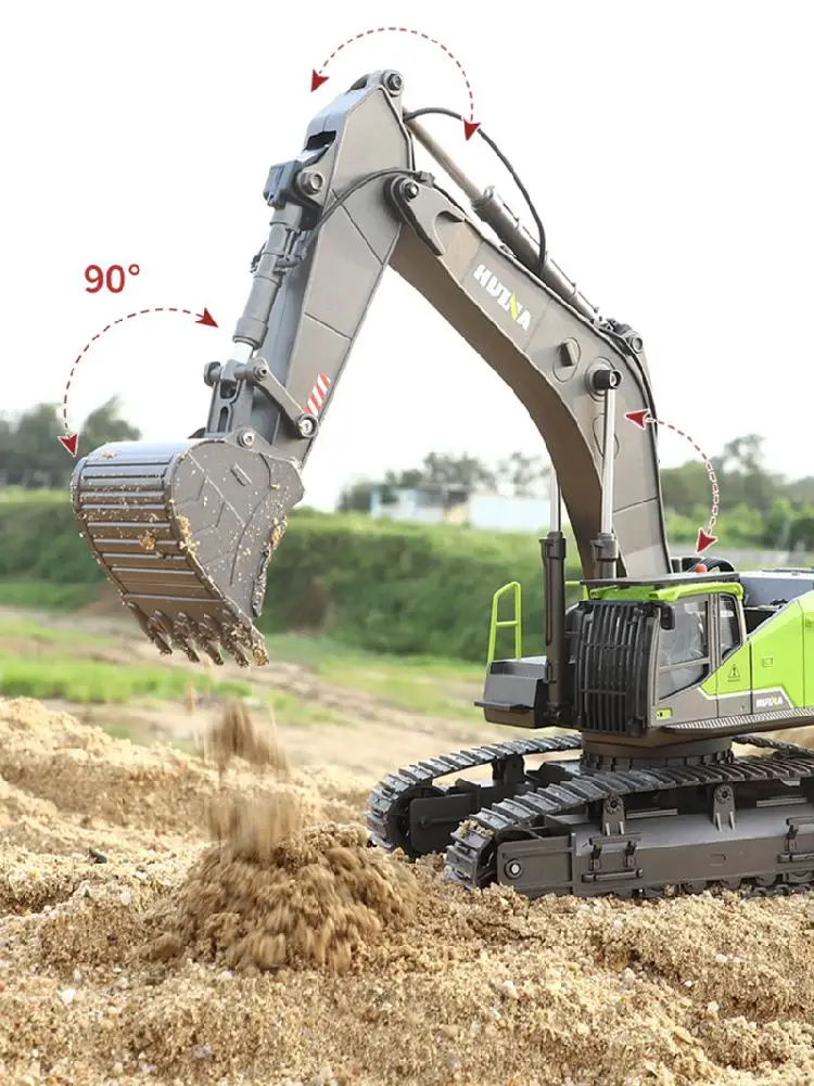 US $201.21 Rctown 4In1 Excavator 22ch Rc Truck 114 Remote Control Engineering Vehicle Model Toys For Boys Huina 593 1593