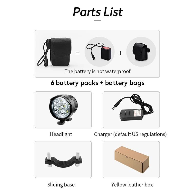 40000 Lumens Waterproof Bicycle Front Light 16* XML-T6 LED Bike Light Cycling Accessories Bicycle Headlight Riding Front Lamp