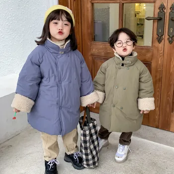 

Turn-Down Collar Boys And Girls Clothing Duck Down Jacket Coat Children Winter Warm Outerwear Thicken BLUE Down Parka Kinderen