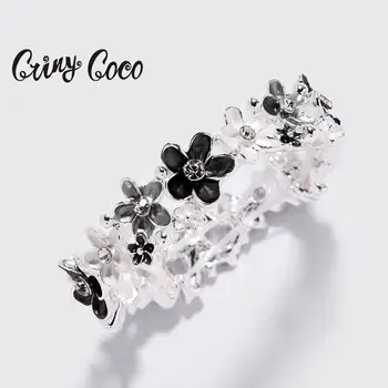 

Cring Coco Fashion Flower Shape Bracelet Wome's Crystal Enamel Alloy Adjustable Bracelets Bangle Bangles for Girl Friend Gift