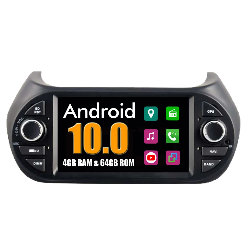 Автомобильный мультимедийный плеер RoverOne для Fiat Fiorino Qubo Citroen Nemo Peugeot Bipper Android 10 4G + 64G