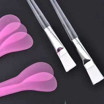 

New 5pcs Plastic Cosmetic Mask Spoon Spatulas with 2PCS FaceSkin Care Mask Fan Brushes Applicator DIY Mask Tool Set