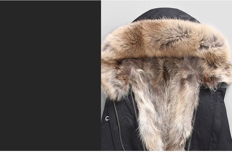 Пальто с натуральным мехом зимняя куртка для мужчин парка енота мужские длинные